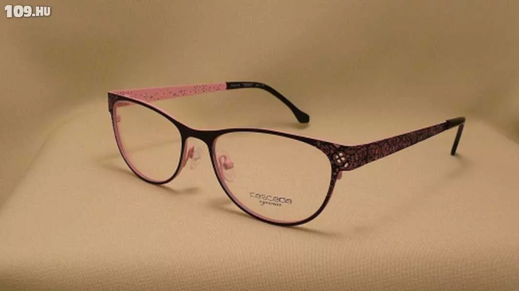 Cascada női szemüvegkeret fekete /rózsaszín virágos